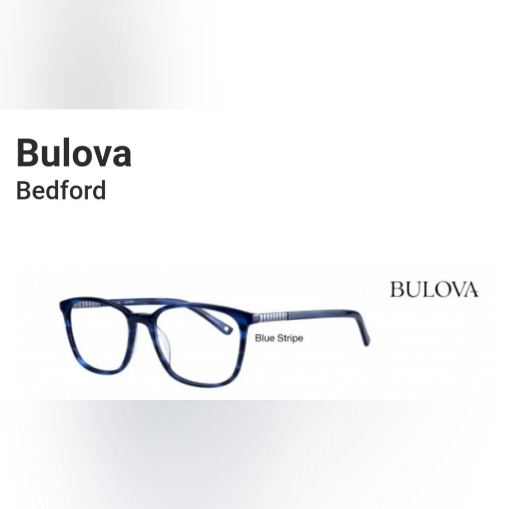 Bulova Bedford Blue Stripe Eyeglasses and Premium Case.